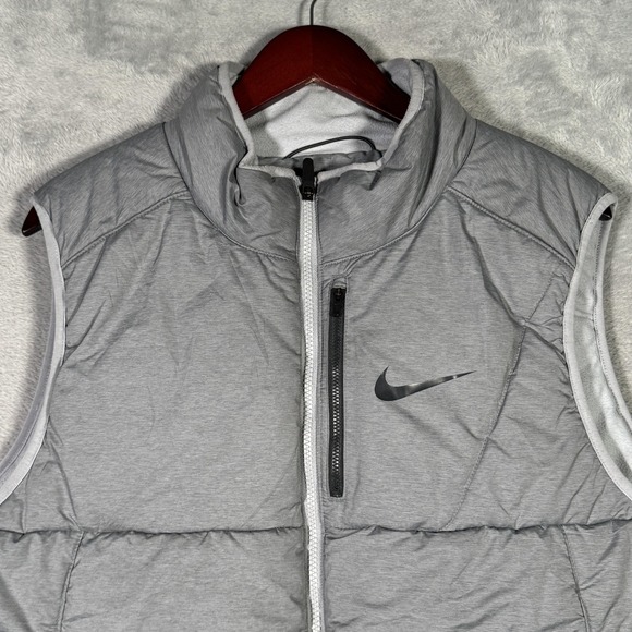 Nike Vest Mens XL Gray Puffer Sideline Hyperwarm Full Zip Running 865975-012 - Picture 2 of 11